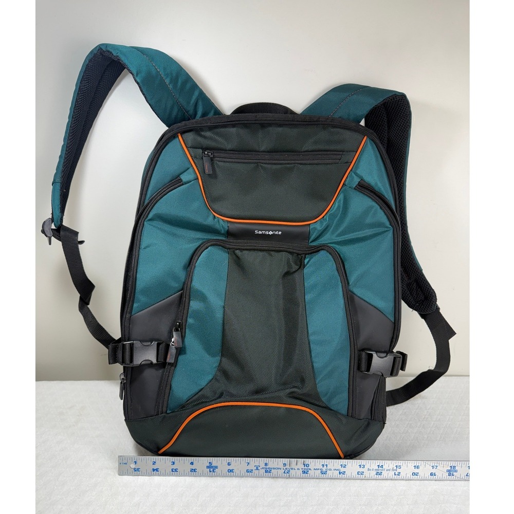 Samsonite Laptop Backpack Teal Black Orange 9076 Tech Commuter Bag 15x17 school‎